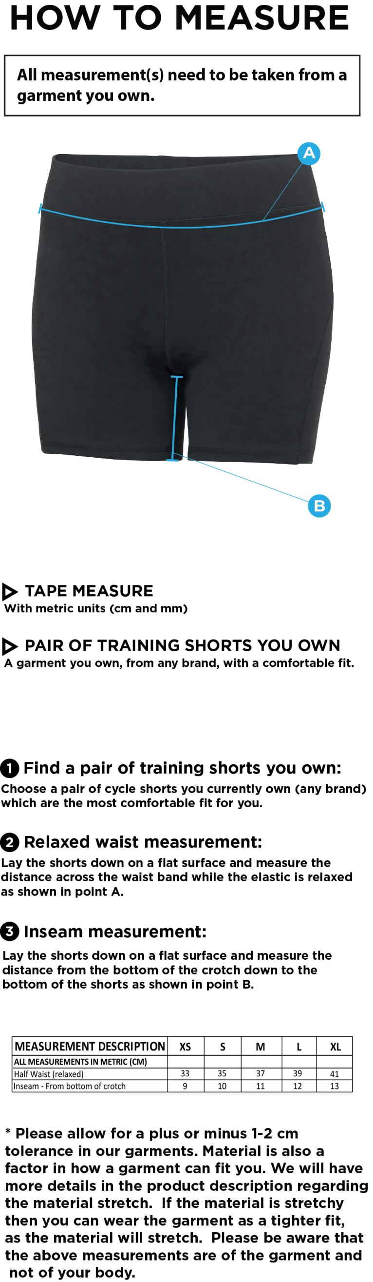 Rossendale Harriers - Training Shorts - Women's Fit - Size Guide