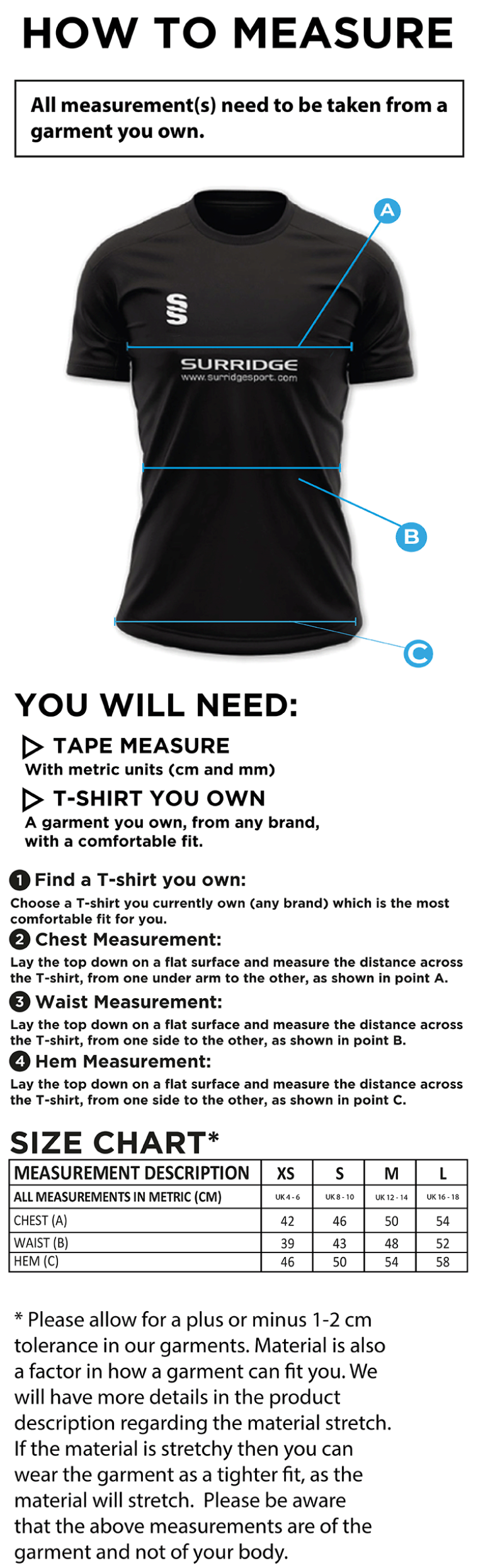 Women's Dual Games Shirt : Royal - Size Guide