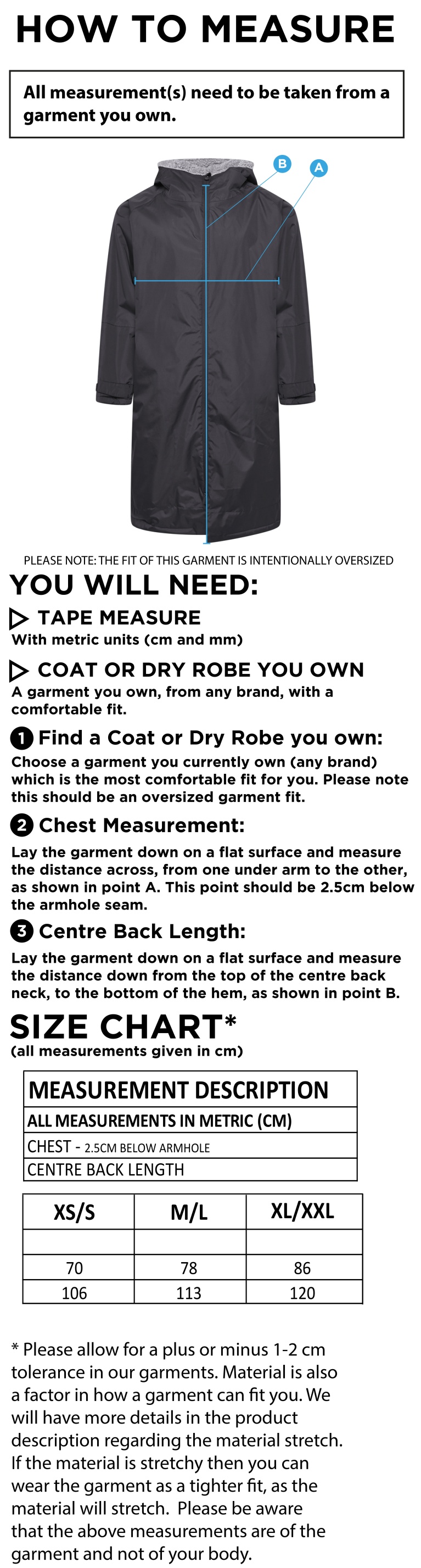 Rossendale Harriers - Active Thermal Fleece Robe - Unisex Fit - Size Guide